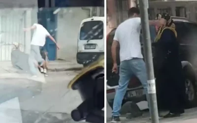 Sokakta annesini döven şahıs çevredekilerin gözü önünde kaldı