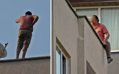 Eşinden kızan adam, çatıda ekiplerle köşe kapmaca oynattı