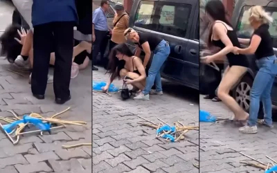 Sokakta çıplak gezenlere saldırdı! Kavga anı görüntülendi